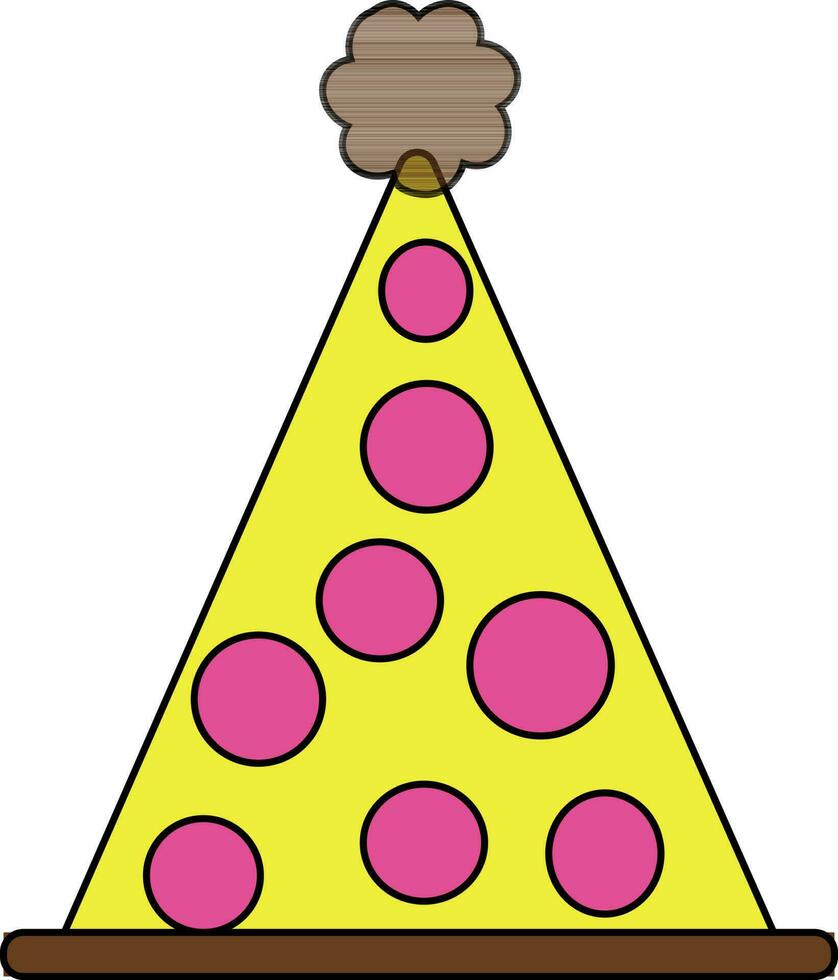 Party hat in yellow and pink color. vector