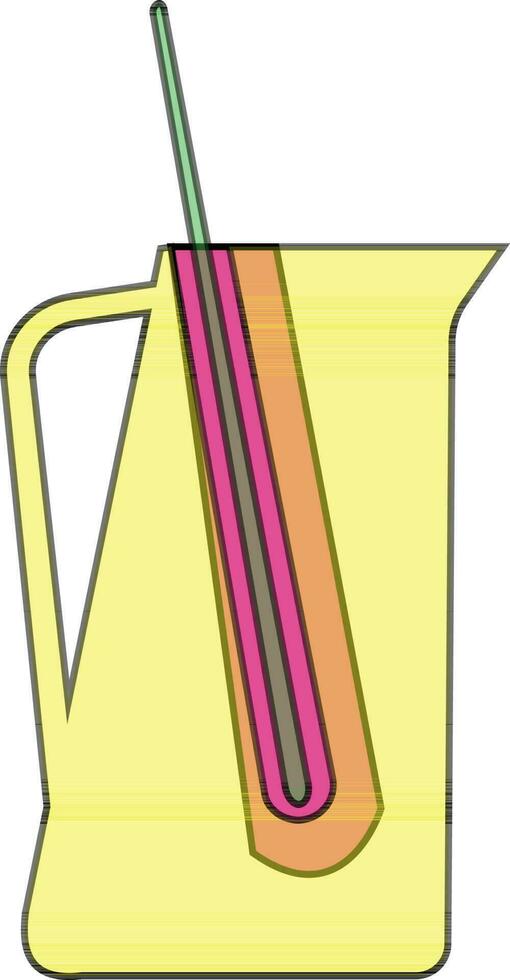 Yellow beaker in flat style. vector