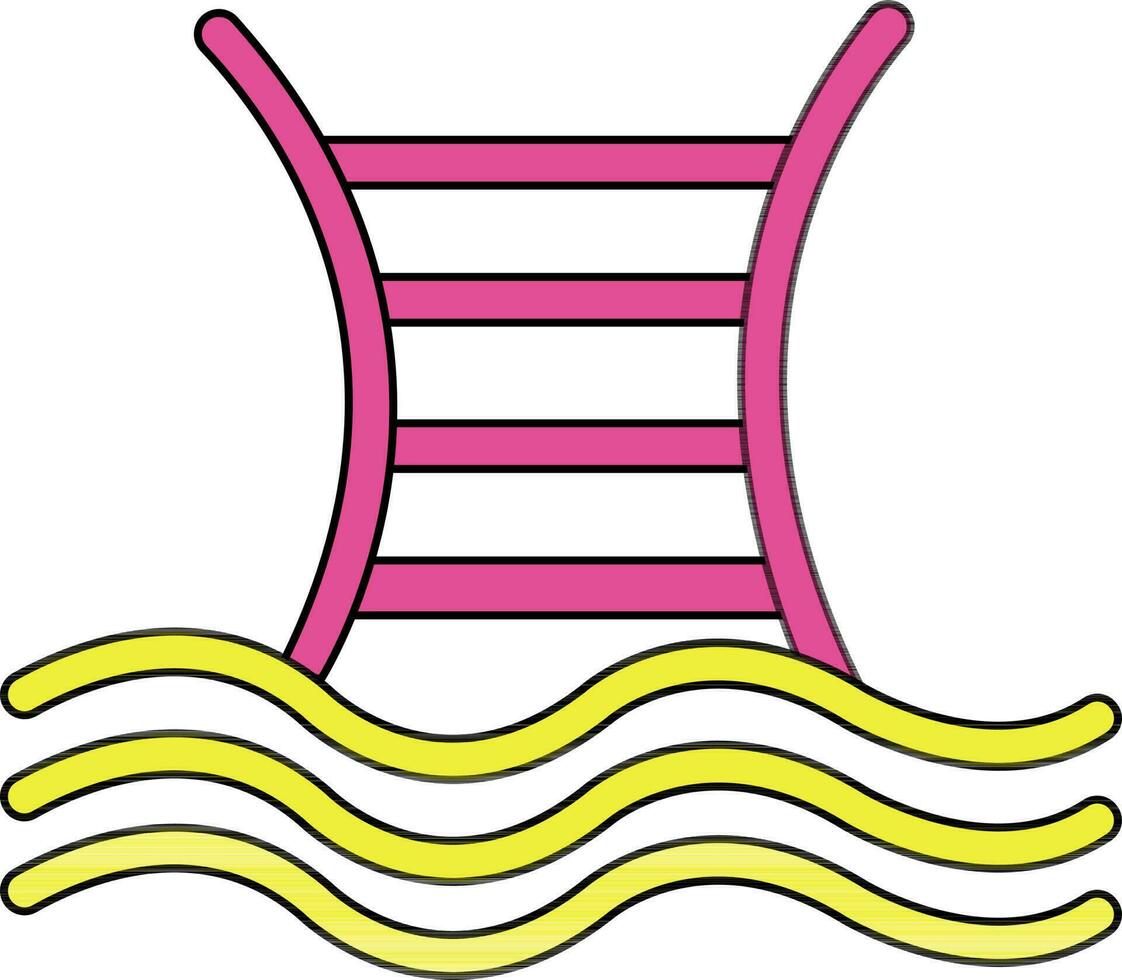 Pink and yellow pool ladder. vector