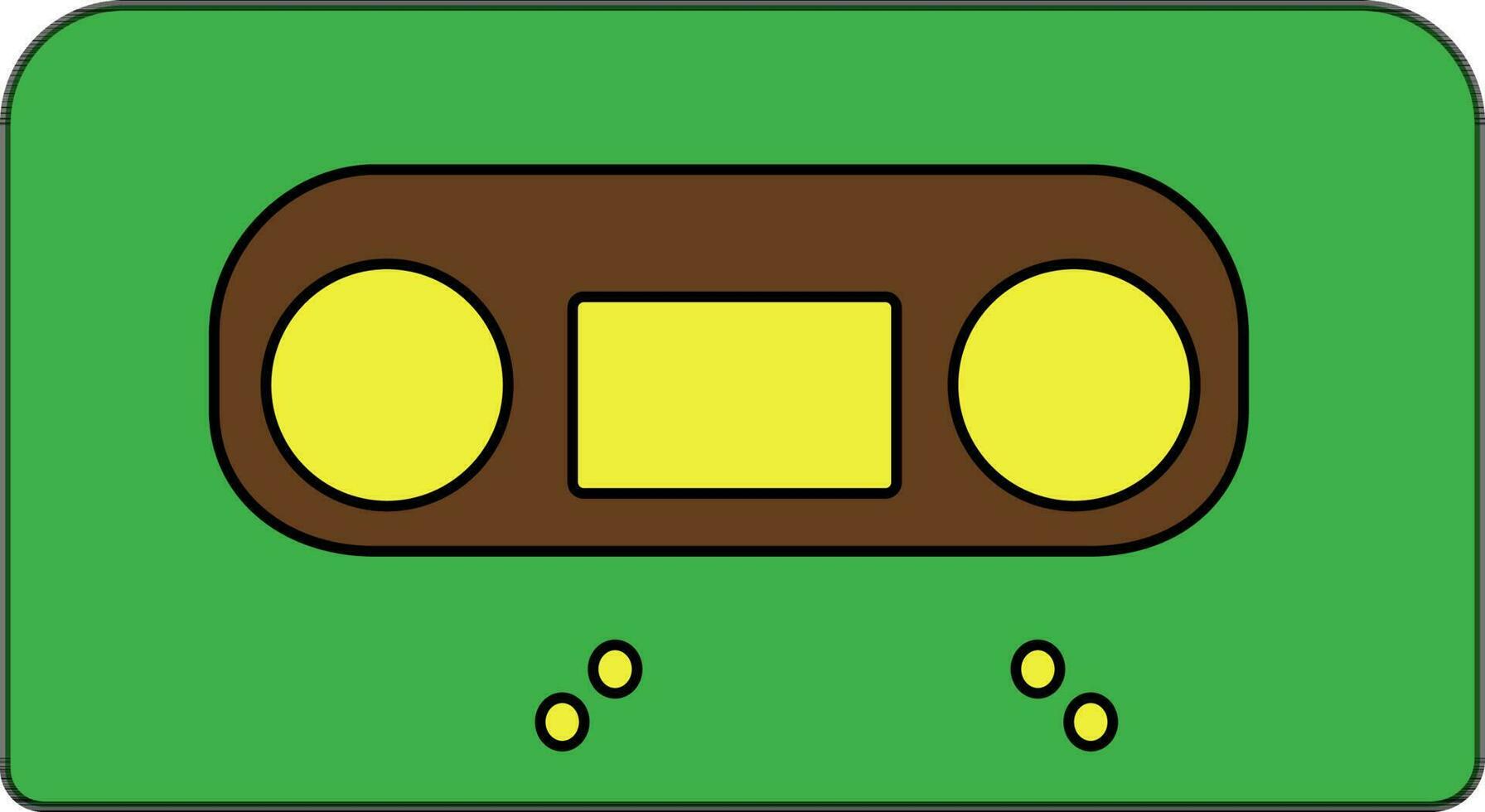 Music cassette in green, yellow and brown color. vector