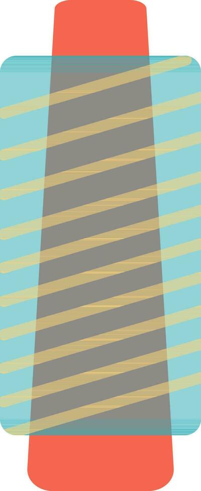 Yellow striped decorated with blue and orange thread spool. vector