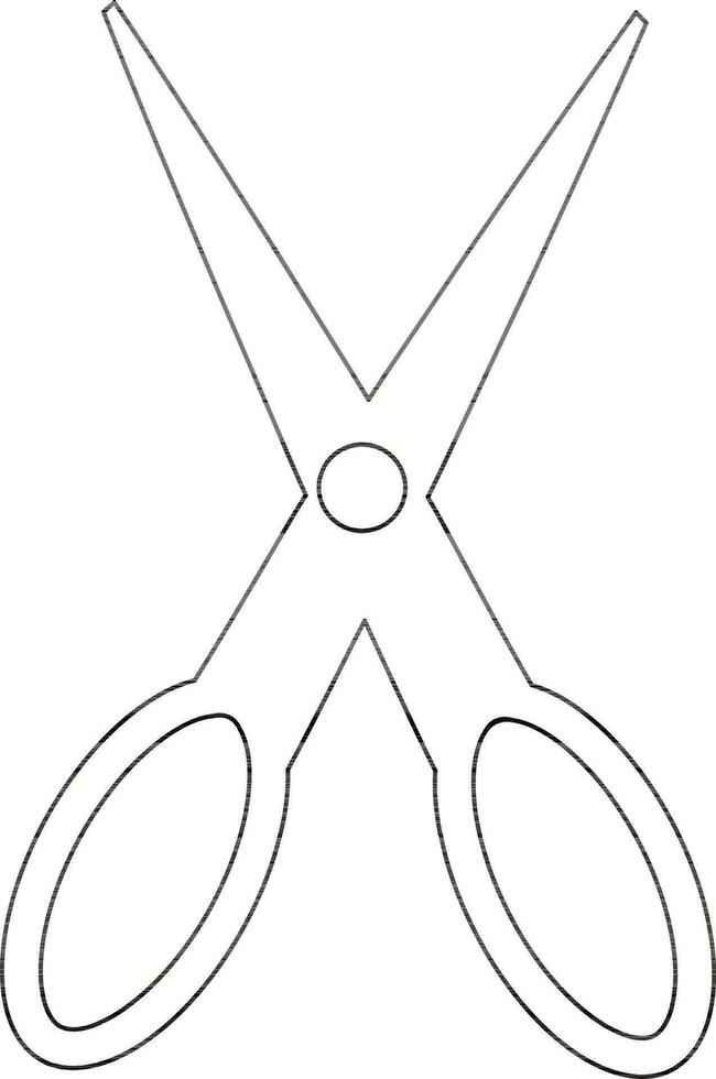 Isolated black line art scissor. vector