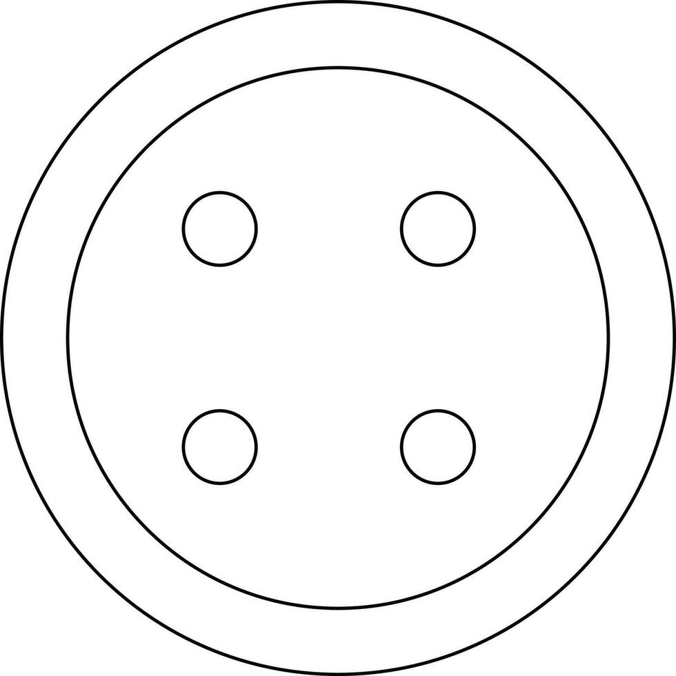 Round button in line art illustration. vector