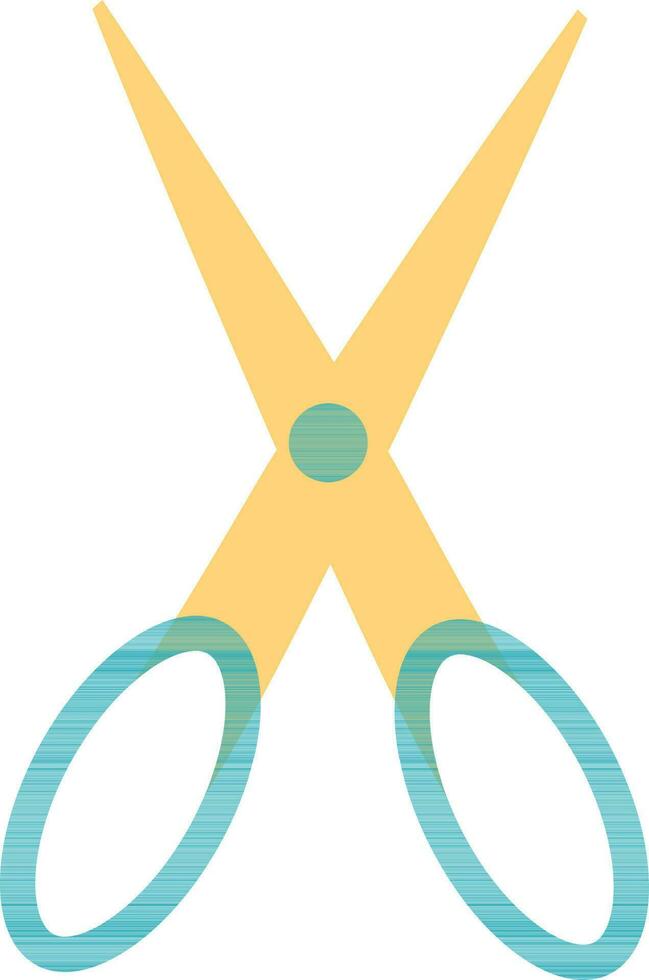 Blue and yellow open sicssor. vector
