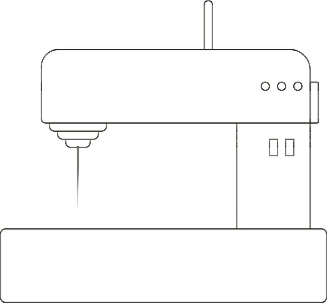 Line art sewing machine on background. vector