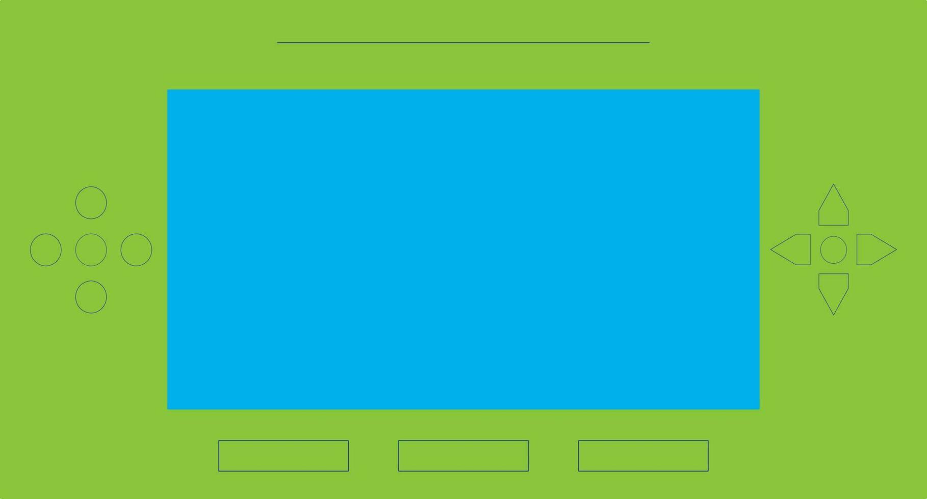 Green and blue handheld retro game. vector