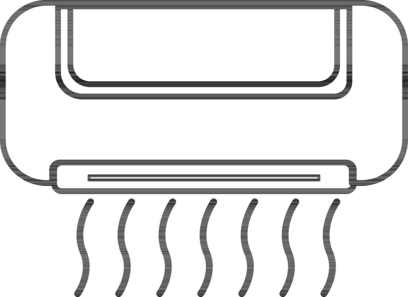 Flat style air conditioner. Black line art illustration. vector