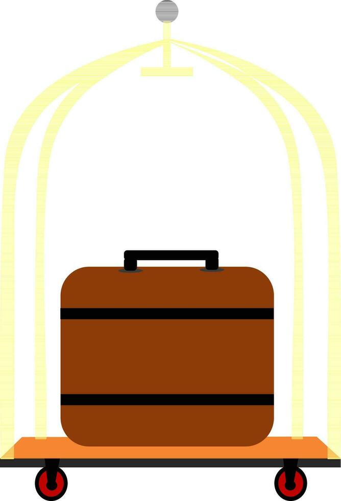 Luggage trolley with suitcase. vector