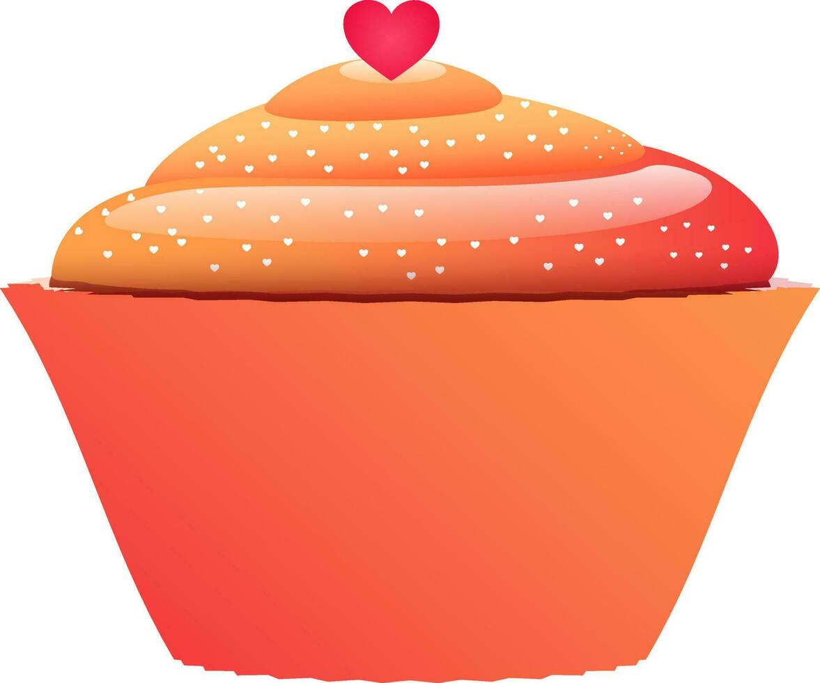 Teal valentine cupcake with butter cream icing. vector