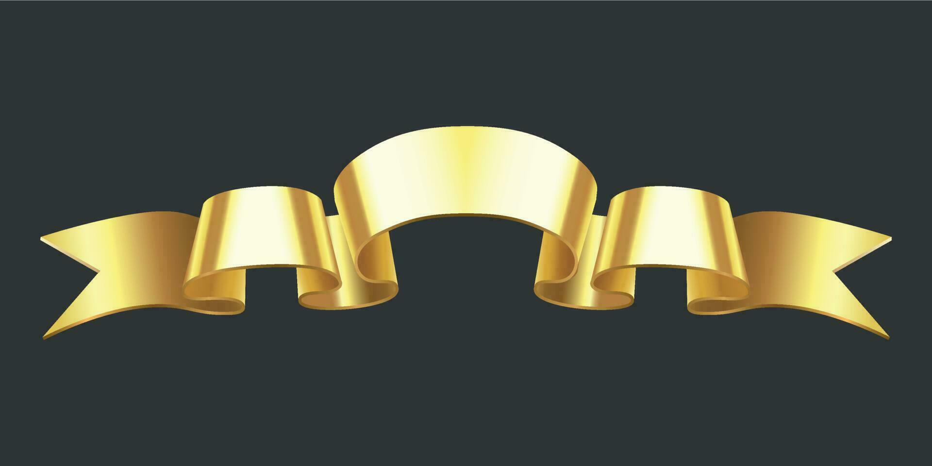 Realistic gold banner. Golden horizontal celebration ribbon vector illustration