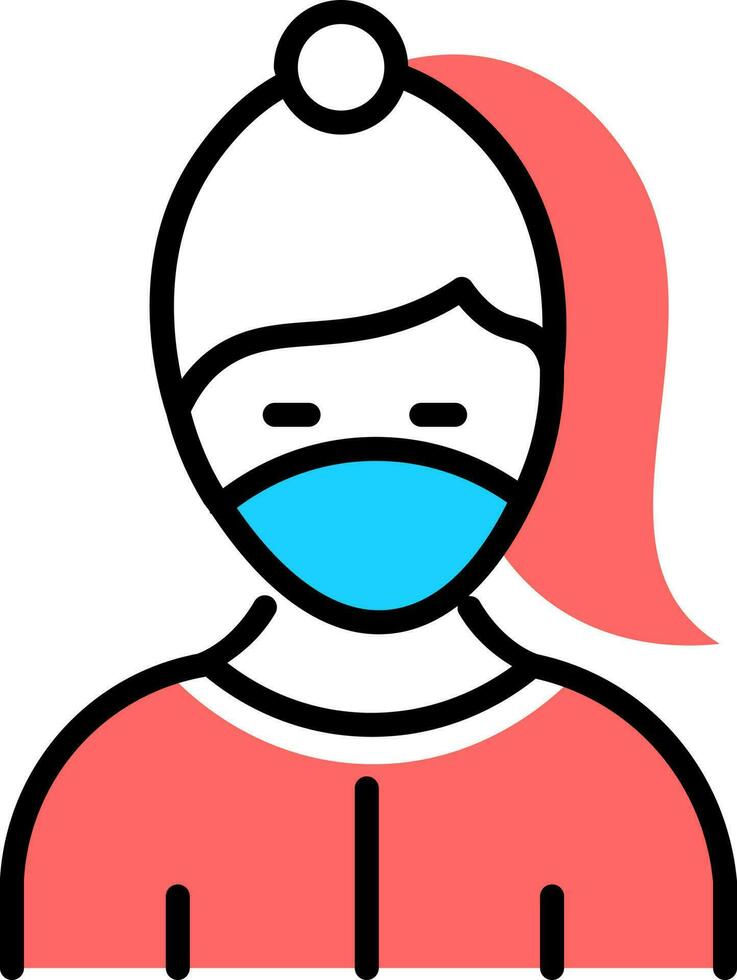 Vector illustration of Woman wearing face mask.