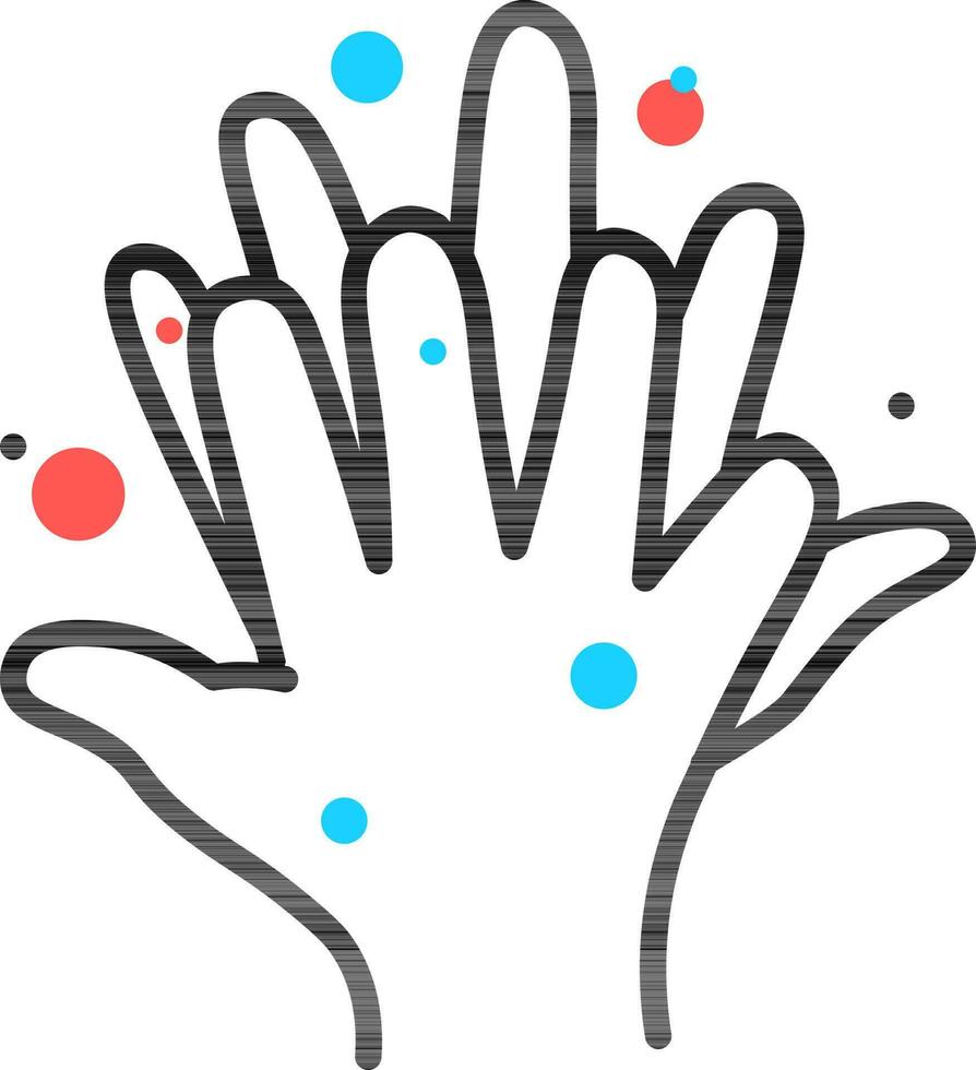 dedo frotamiento manos para limpiar icono en plano estilo. vector