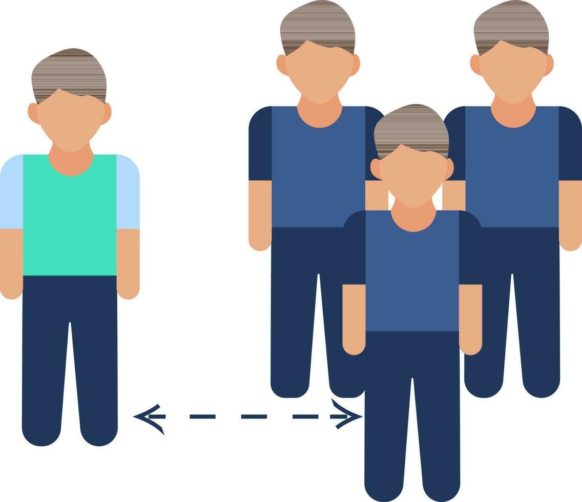 Flat style people maintain social distancing icon or symbol. vector