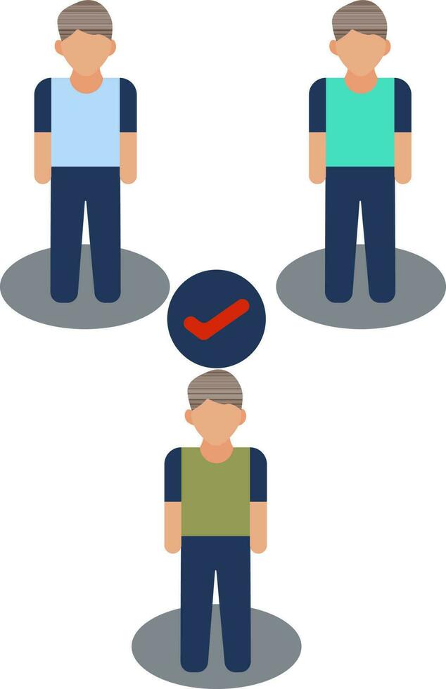 Faceless people standing on round gray background for Keep Social Distancing icon. vector