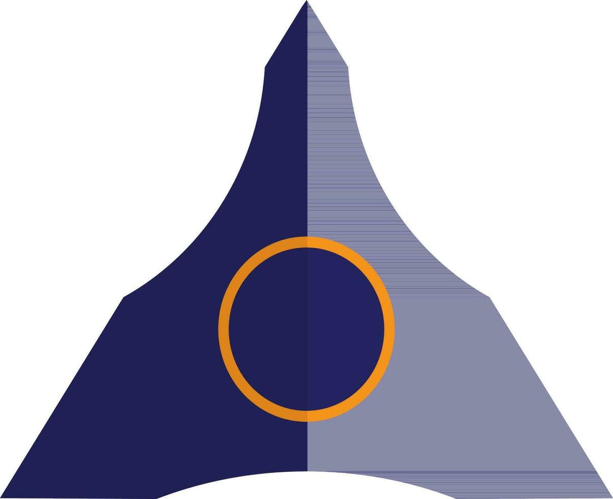 Trangle style of spinner toy with blue color in half shadow. vector