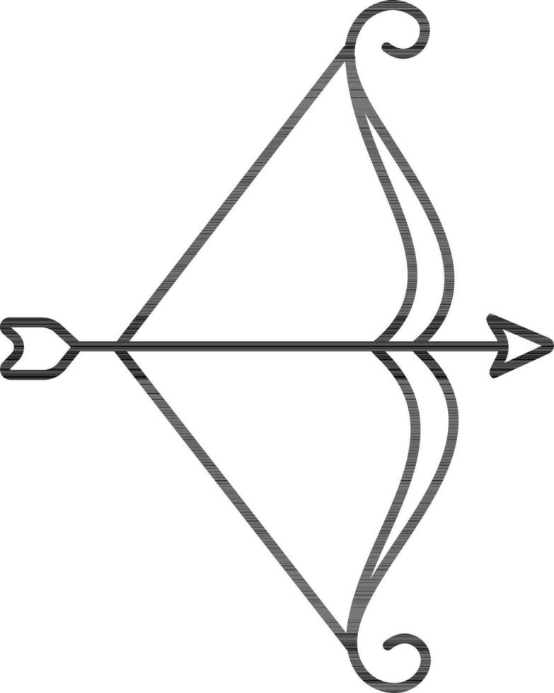 Line art flat symbol of Bow and Arrow. vector