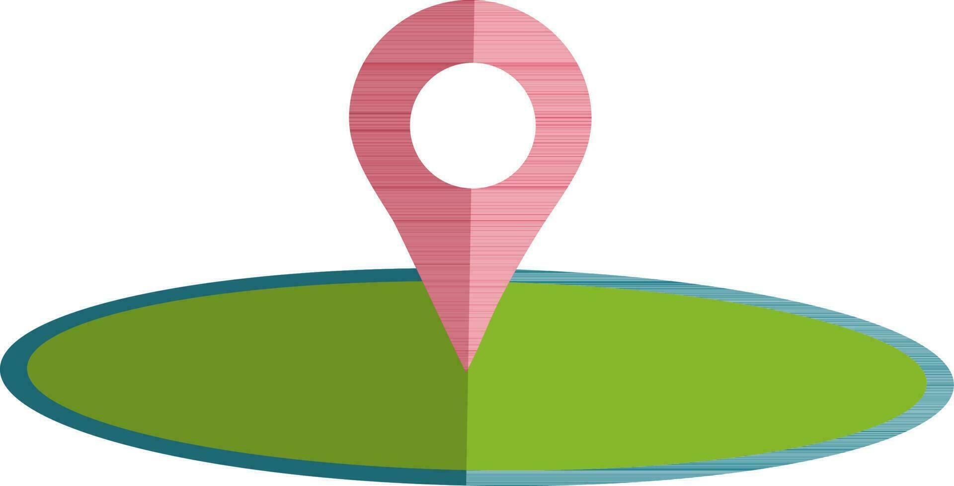 Half shadow of map pin icon with circular path in isolated. vector