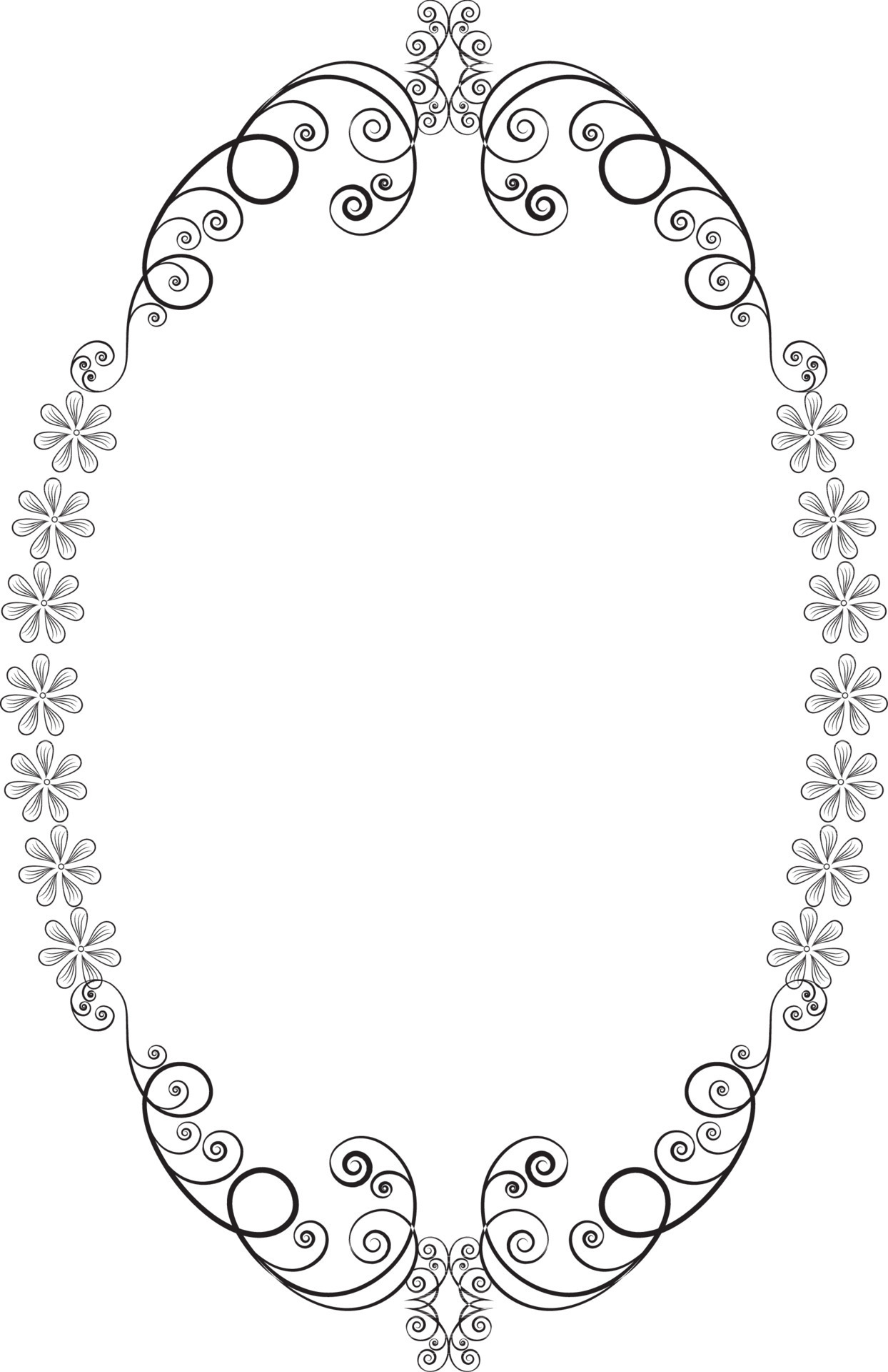 Floral decorated frame in oval shape. 24387489 Vector Art at Vecteezy