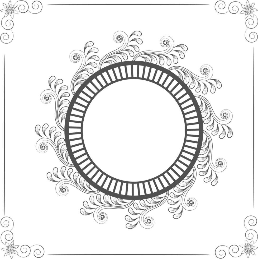 Rounded frame with floral pattern. vector