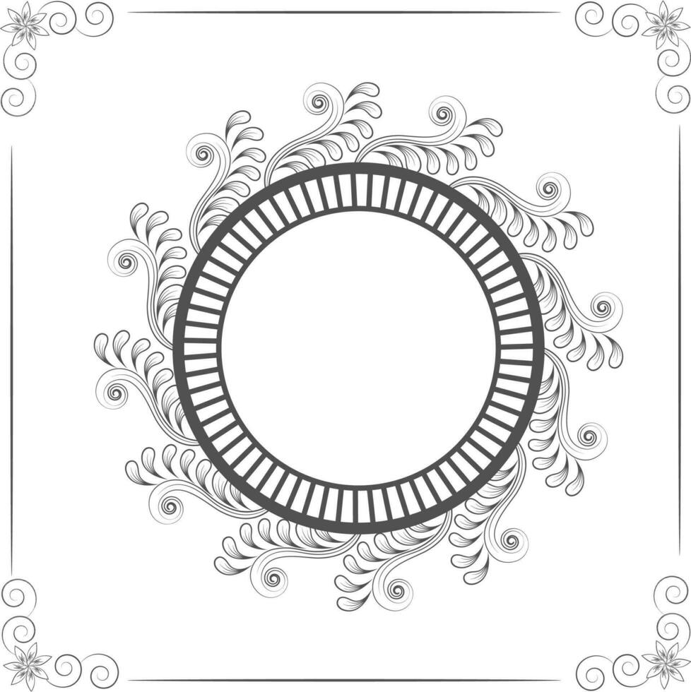 Rounded frame with floral pattern. vector