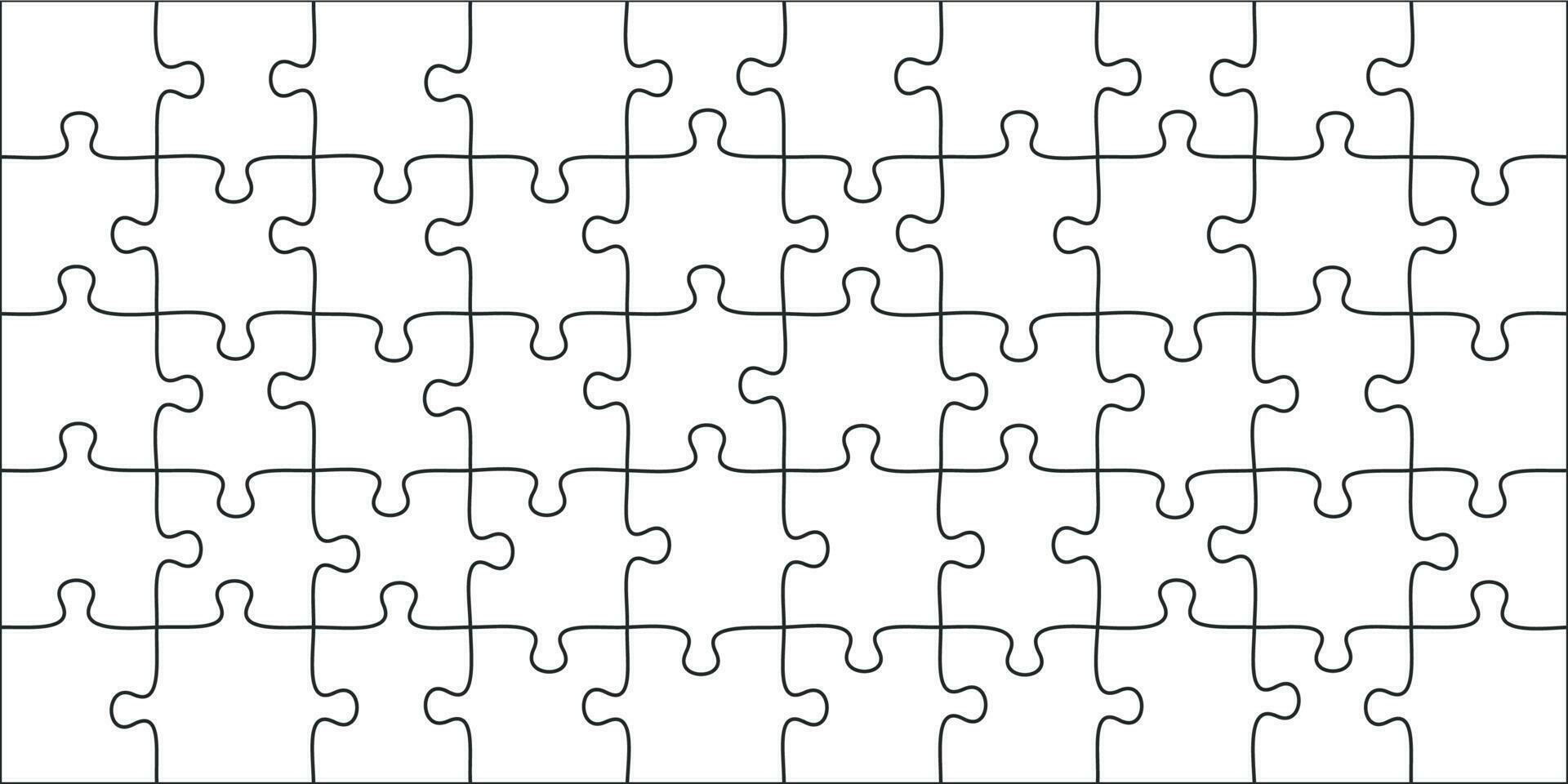 Puzzles pieces. 10x5 jigsaws grid, puzzle shape and join 50 piece game