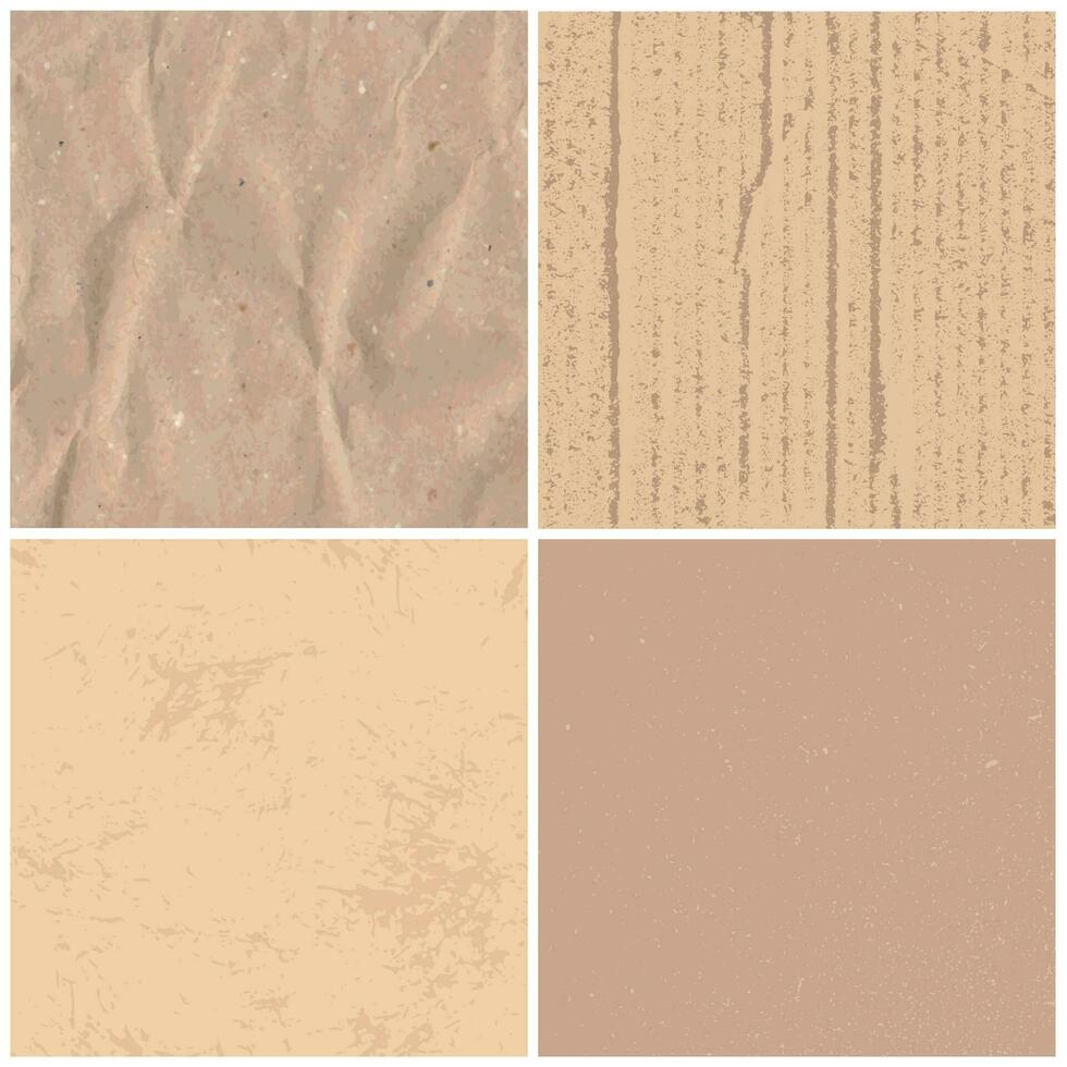 Vintage paper texture. Retro textured brown papers, craft cardboard and wrapping antique pages vector background textures set
