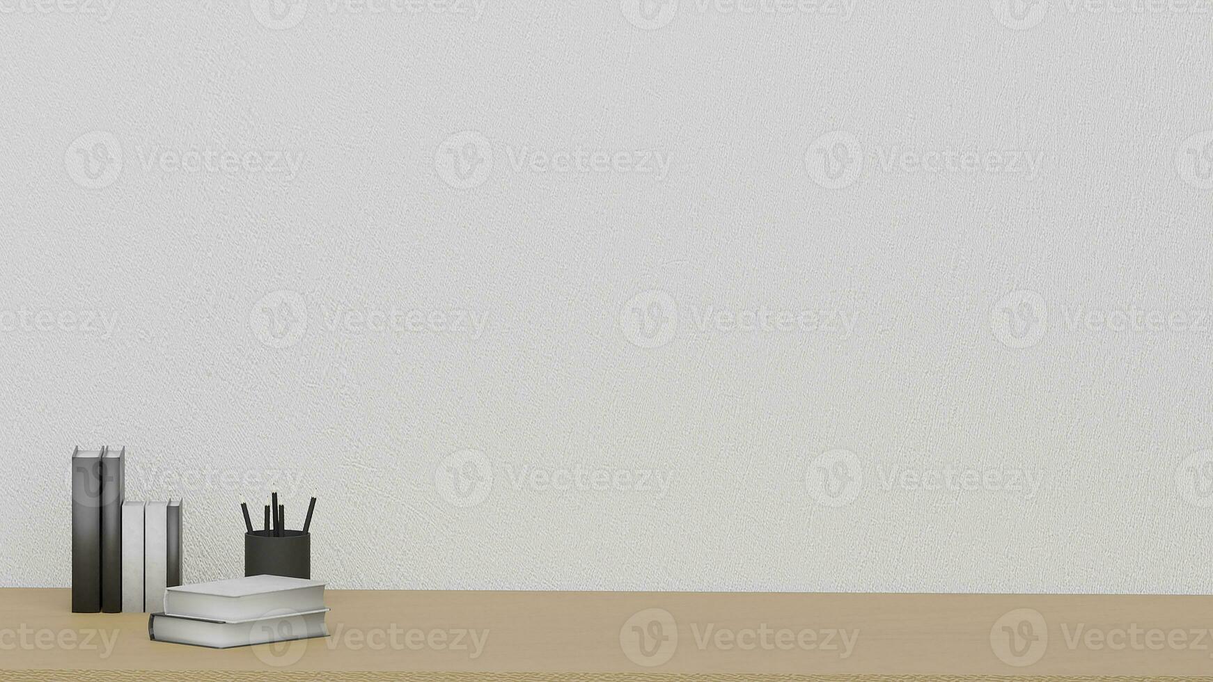 On the working table create from 3D reder program photo