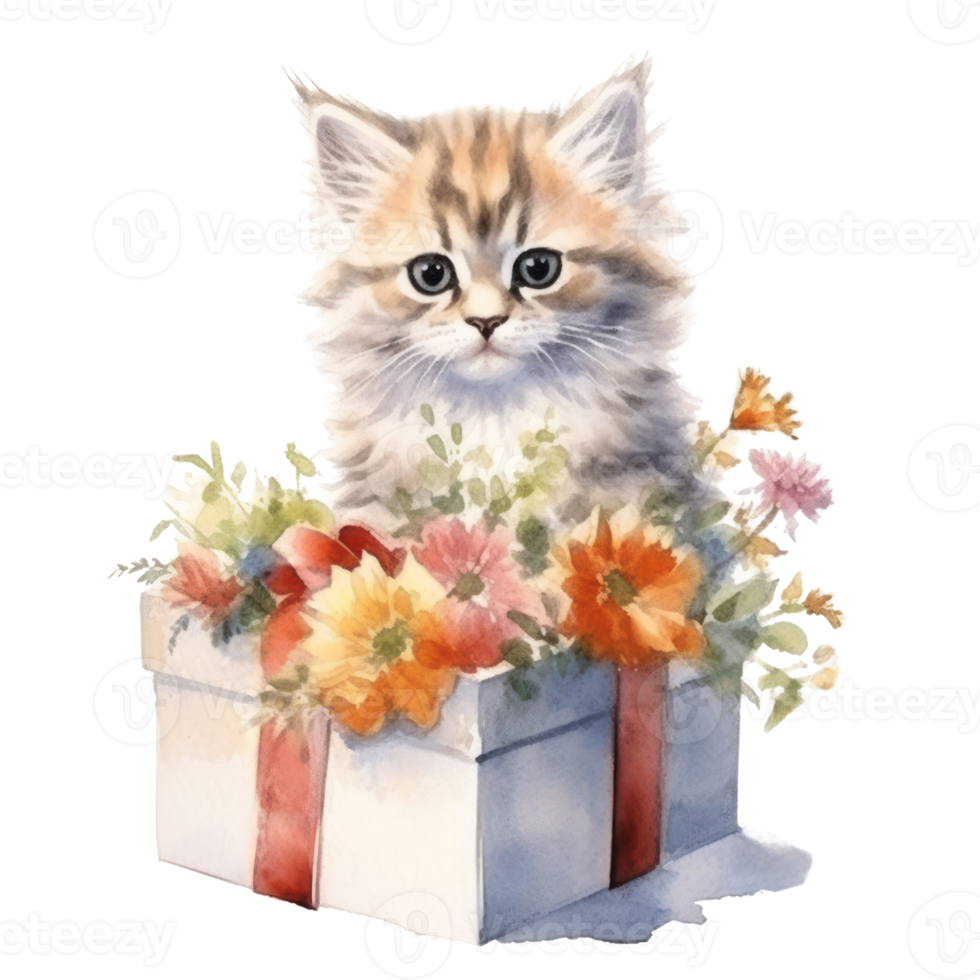 Watercolor painting of Cute Persian Cat isolated transparent background, Digital art, image file format, , png