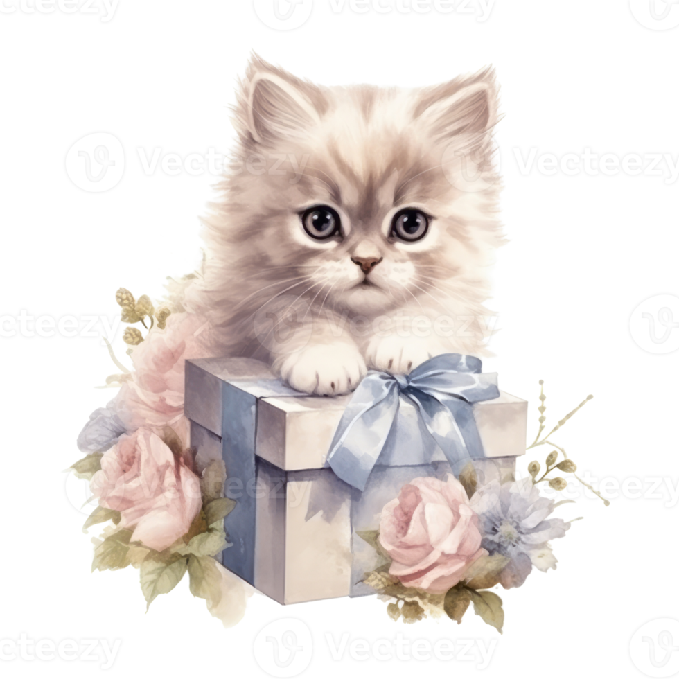 Watercolor painting of Cute Persian Cat isolated transparent background, Digital art, image file format, , png