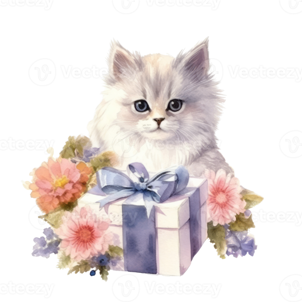 Watercolor painting of Cute Persian Cat isolated transparent background, Digital art, image file format, , png