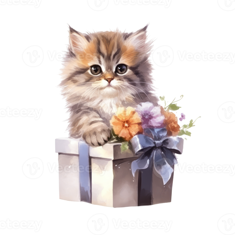 Watercolor painting of Cute Persian Cat isolated transparent background, Digital art, image file format, , png