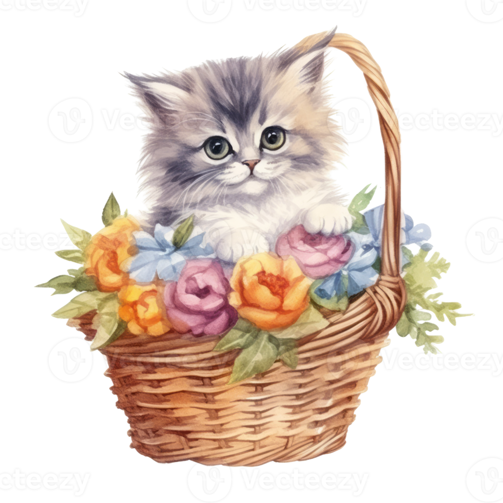 Watercolor painting of Cute Persian Cat isolated transparent background, Digital art, image file format, , png