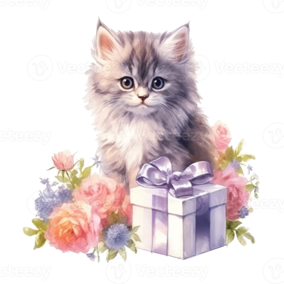 Watercolor painting of Cute Persian Cat isolated transparent background, Digital art, image file format, , png