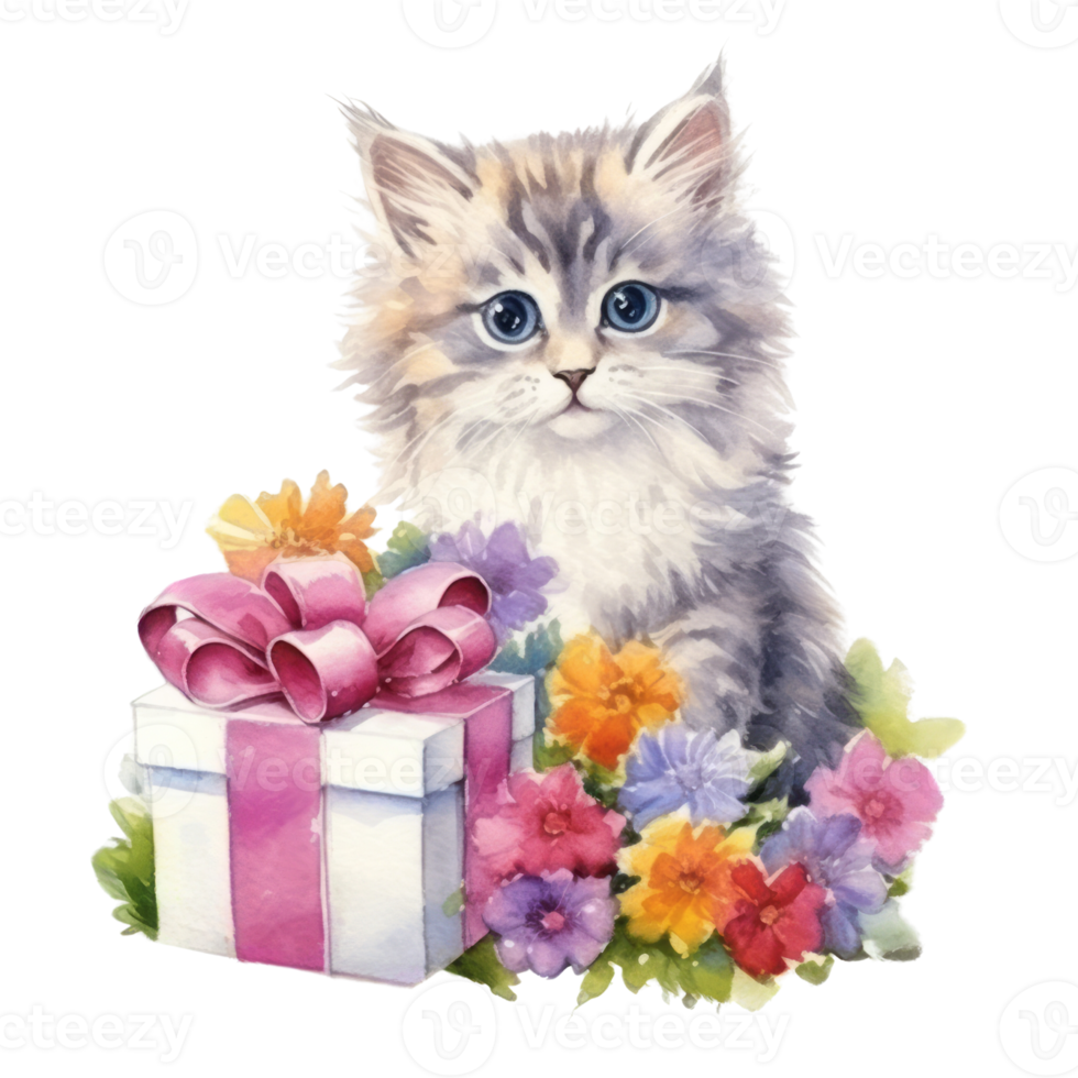 Watercolor painting of Cute Persian Cat isolated transparent background, Digital art, image file format, , png