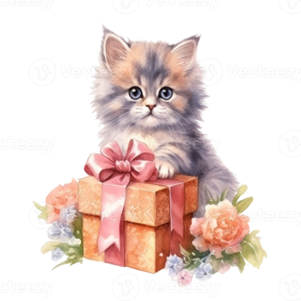 Watercolor painting of Cute Persian Cat isolated transparent background, Digital art, image file format, , png