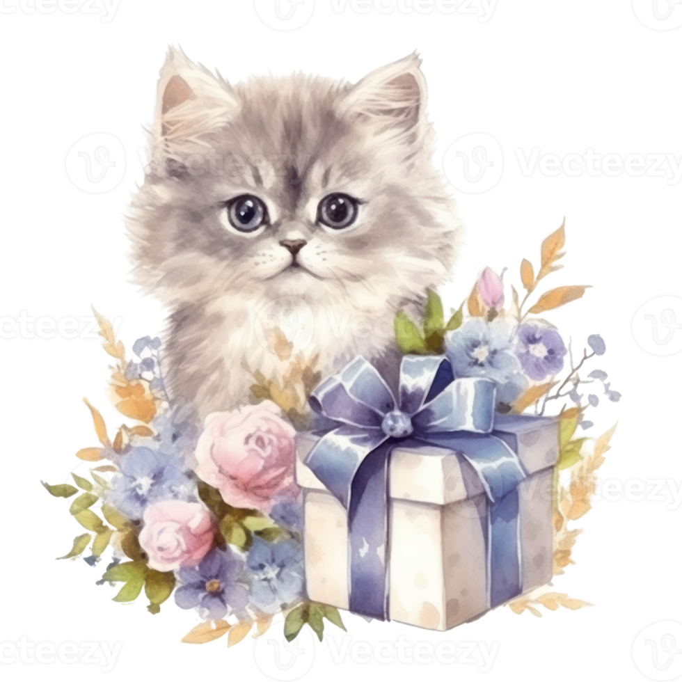 Watercolor painting of Cute Persian Cat isolated transparent background, Digital art, image file format, , png