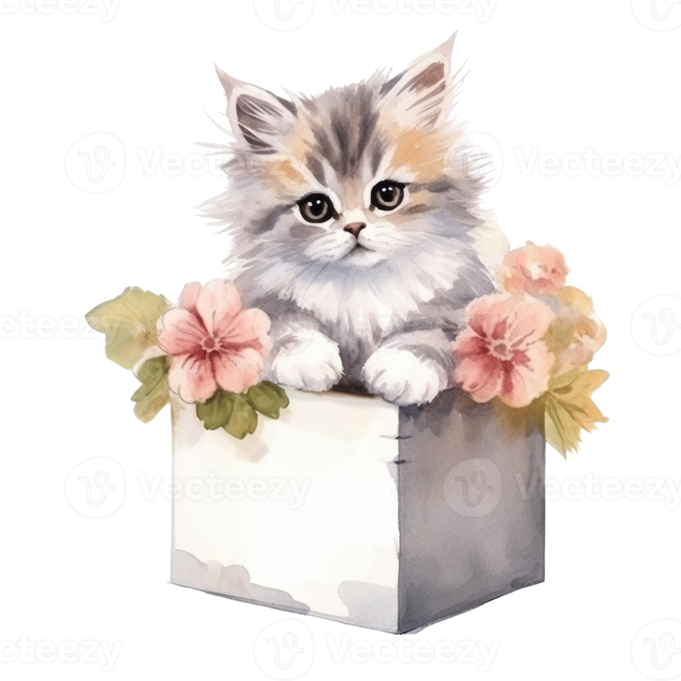 Watercolor painting of Cute Persian Cat isolated transparent background, Digital art, image file format, , png