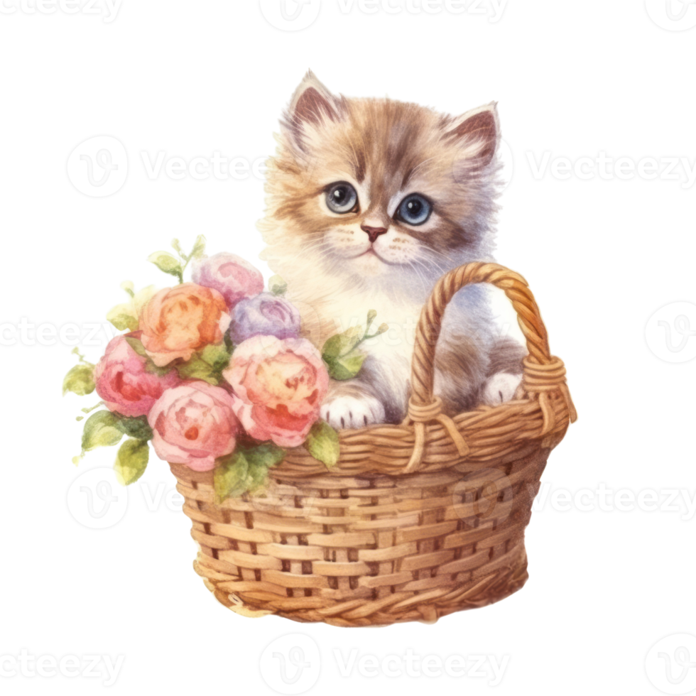 Watercolor painting of Cute Persian Cat isolated transparent background, Digital art, image file format, , png