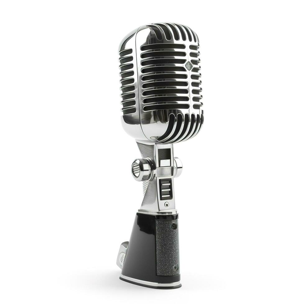 Retro microphone isolated on white background, generate ai photo