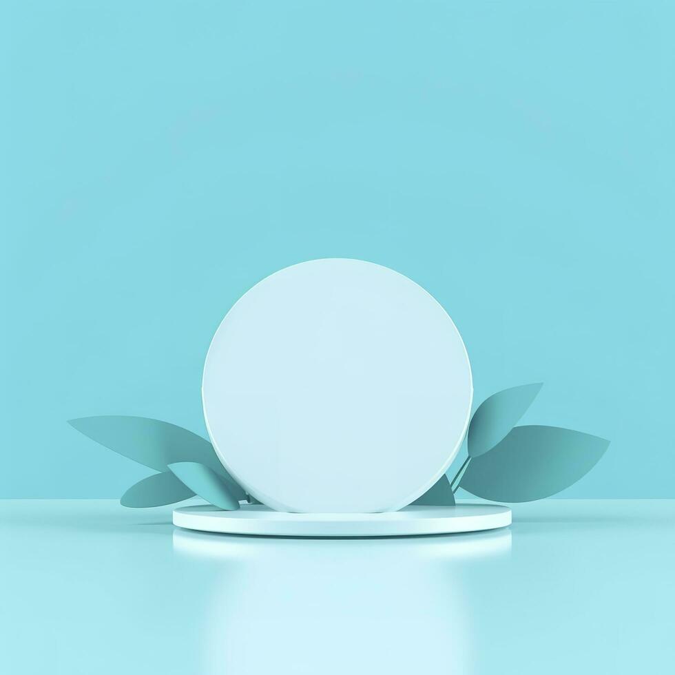 Minimal background. podium and blue background for product presentation. 3d rendering illustration. Luxury podium for product presentation 3d render, generate ai photo