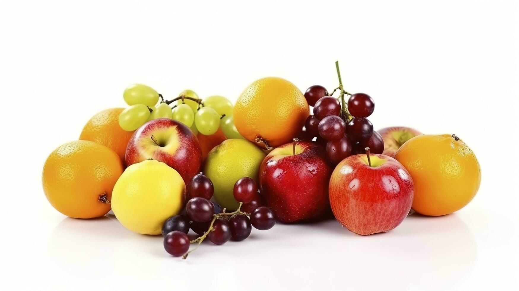 Ripe fruits isolated on white background, generate ai photo