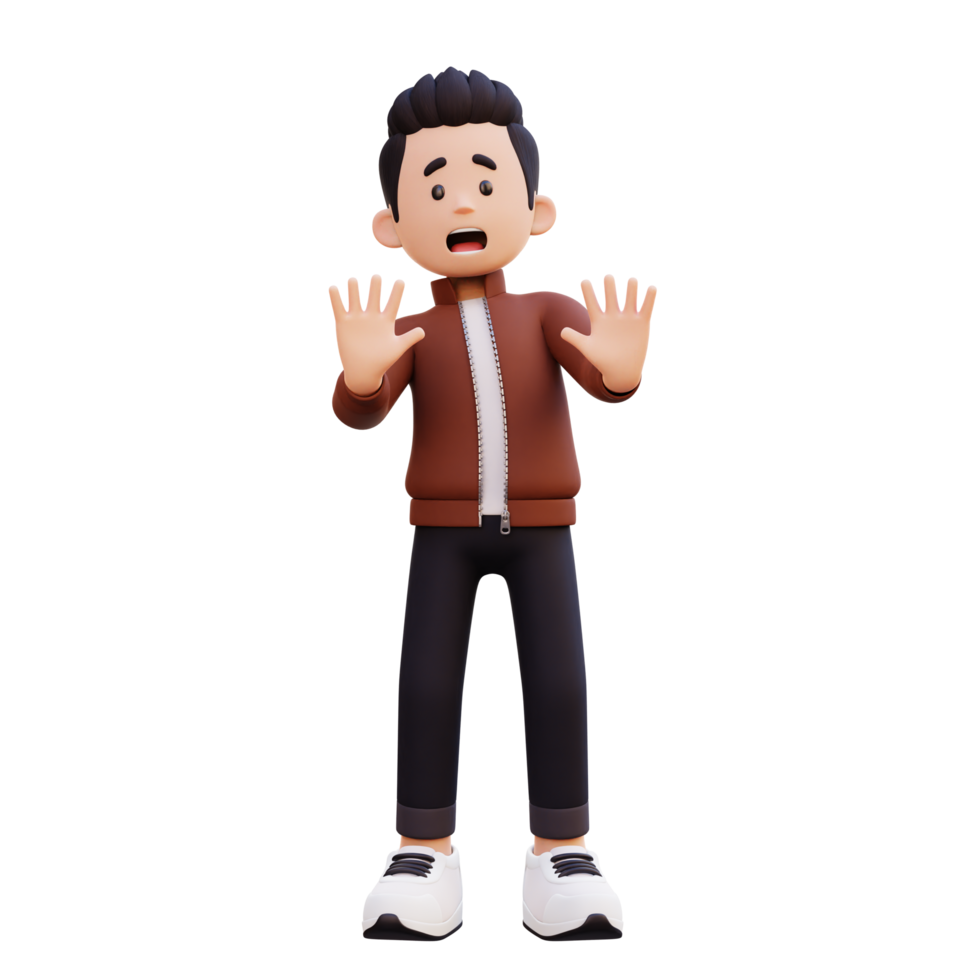 3d male character stress and refused pose png