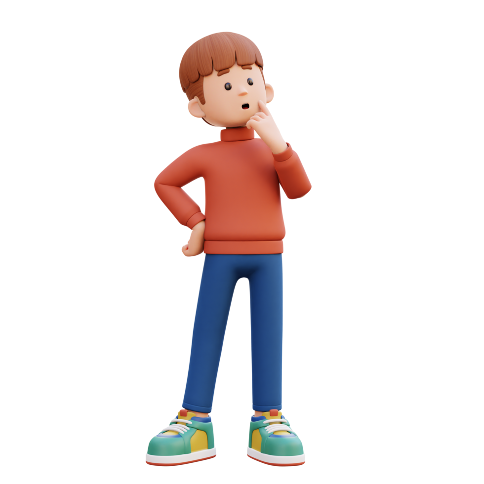 3d male character thinking png