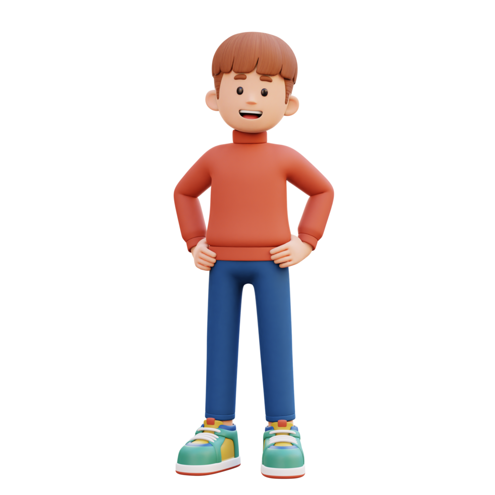3d male character hand on hip png