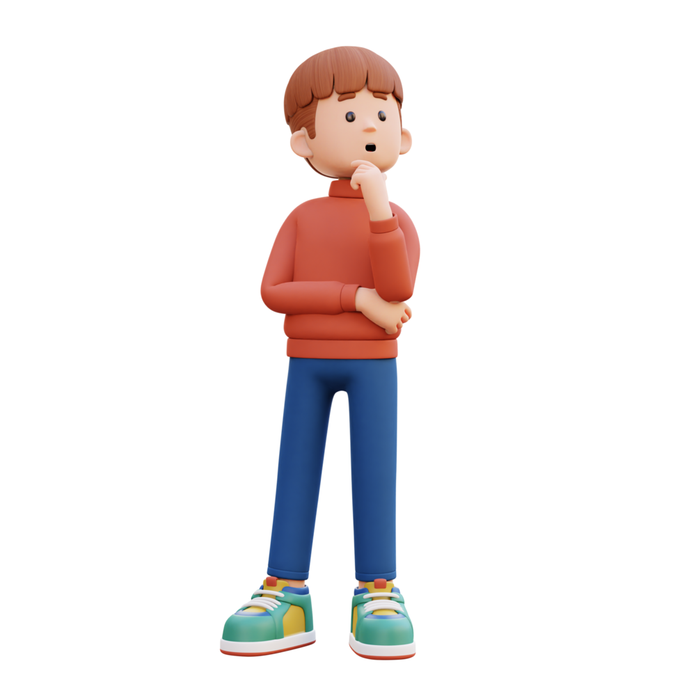3d male character thinking png