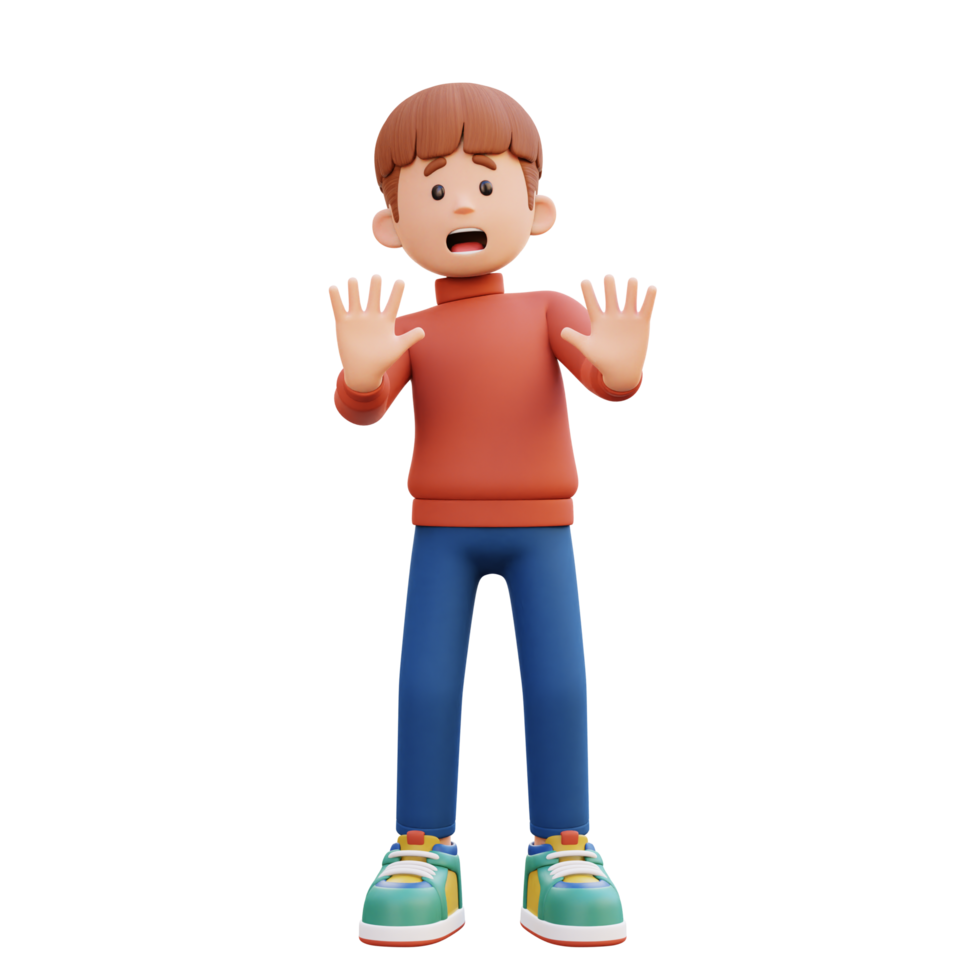 3d male character stress and refused pose png