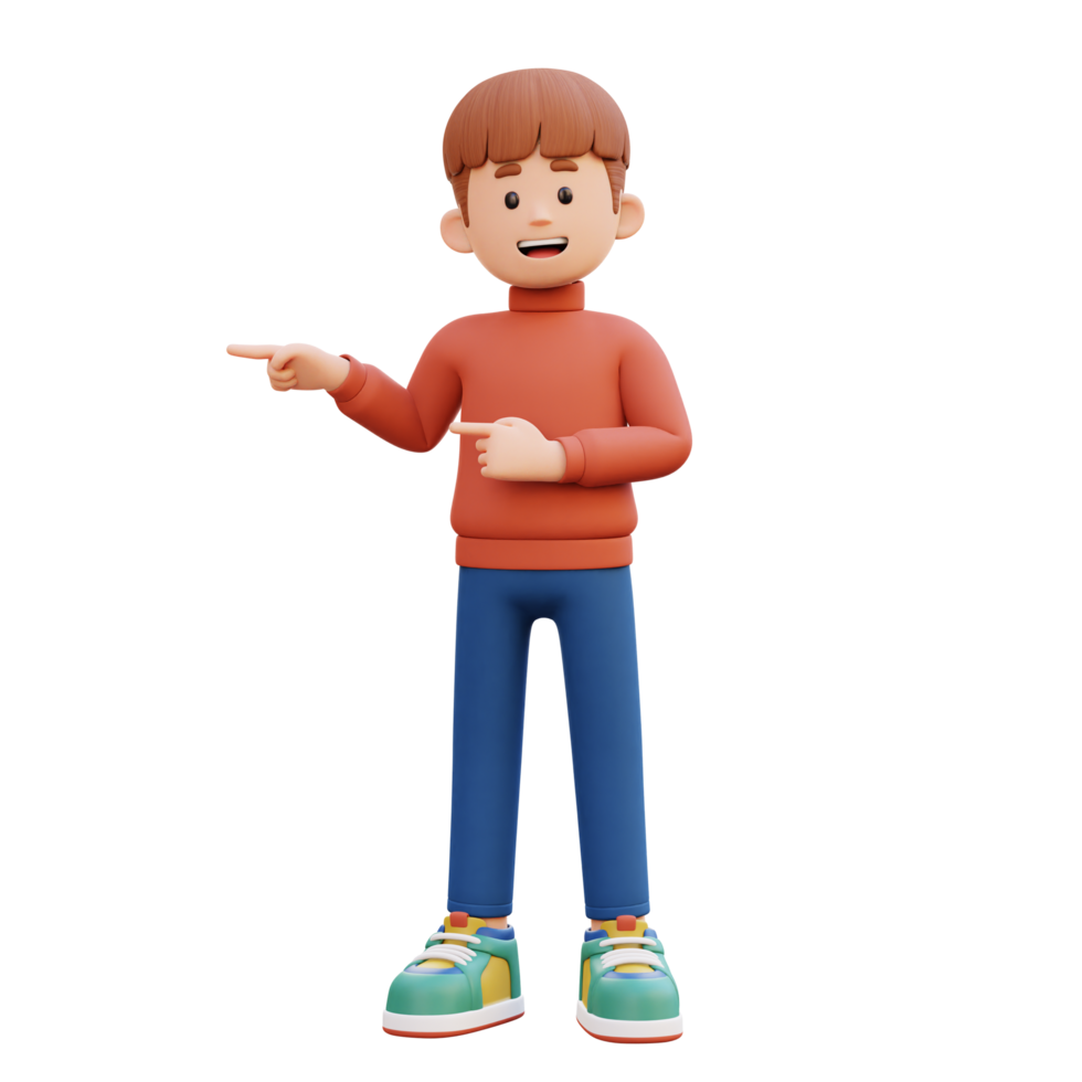 3d male character pointing right png