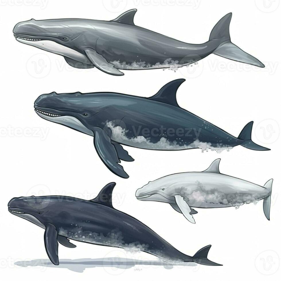 Whale isolated on white background, generate ai photo