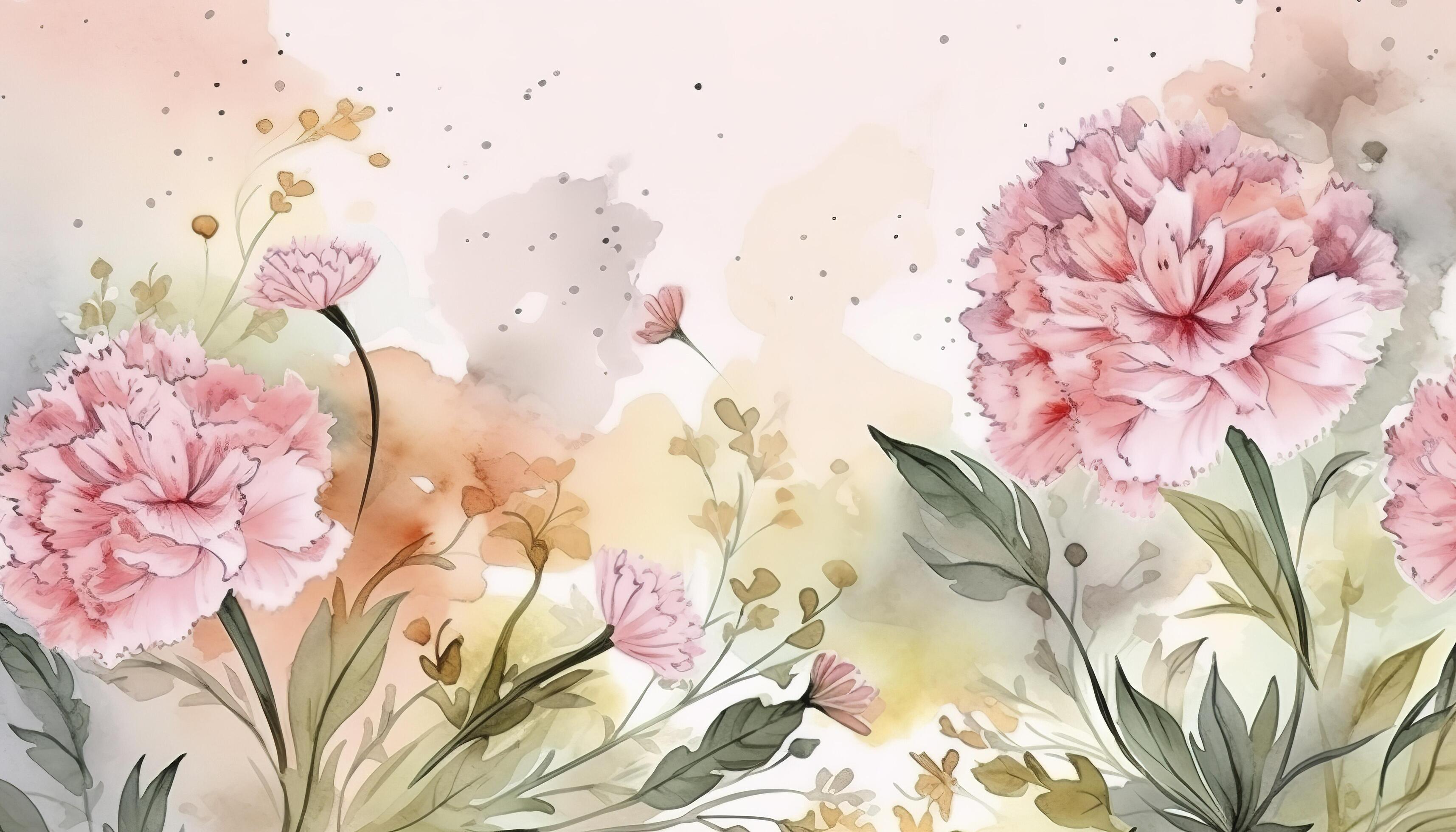 Happy mother’s day background vector. Watercolor floral wallpaper
