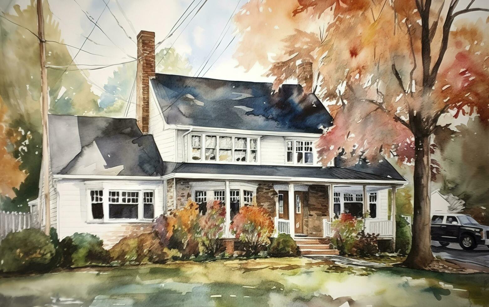 Watercolor House Portrait, Watercolor House Painting, Personalized Housewarming Gift, First Home Gift, Realtor Closing Gift, Home Portrait, generate ai photo